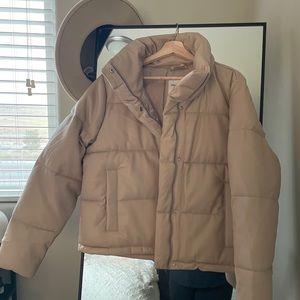 Abercrombie Vegan leather mini puffer